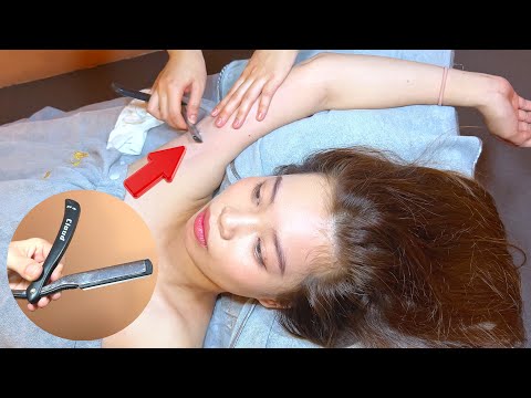 Видео: ASMR поможет вам спать по ночам! Пригласите друзей побрить спину + побрить волосы подмышками + СПА