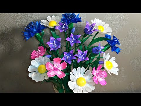 Видео: Колокольчики из пластиковых бутылок. Букет полевых цветов. Мастер класс №3.