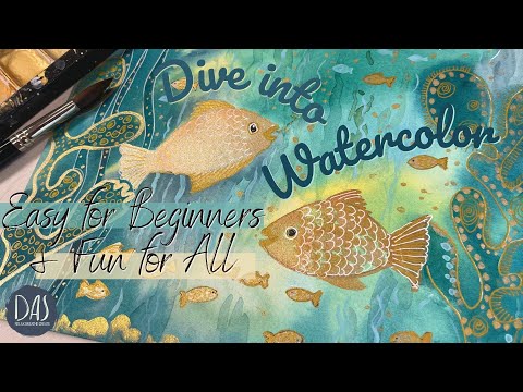 Видео: Интуитивное рисование акварелью, чтобы прогнать хандру: простые рисунки рыб и подводных морских п...