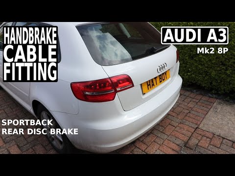 Видео: Установка троса ручного тормоза Audi A3 (задний дисковый тормоз, Mk2 fastback 8P)