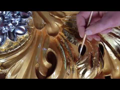 Видео: Вызолот Резьбы Позолота Золочение Золото Процесс Золочения Верхушки к Иконостасу Мастер Класс