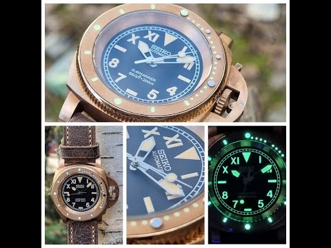 Видео: SEIKO CALIFORNIA (Mod.) БРОНЗА - ХОМАЖ на PANERAI SUBMERSIBL