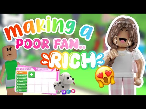 Видео: превращаем аккаунт БЕДНОГО ФАНАТА в БОГАТОго в Adopt Me!😨💗