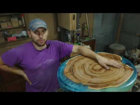 Видео: Журнальный стол из спила вяза и эпоксидной смолы. Часть 3