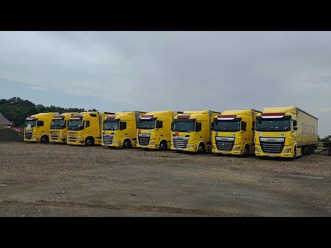 Видео: След дългия работен ден се събрахме осем камиона за пауза | Denis Kadirow TruckVloger