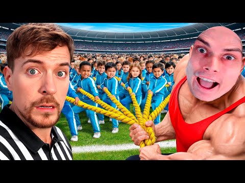 Видео: 100 Детей VS Самый Сильный Человек В Мире! - 100 Kids Vs World's Strongest Man! - Реакция Mr Beast