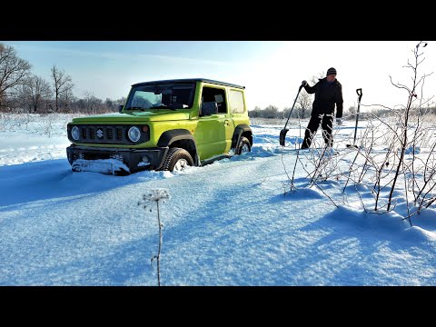 Видео: Одиночный выезд на Suzuki Jimny по глубокому снегу