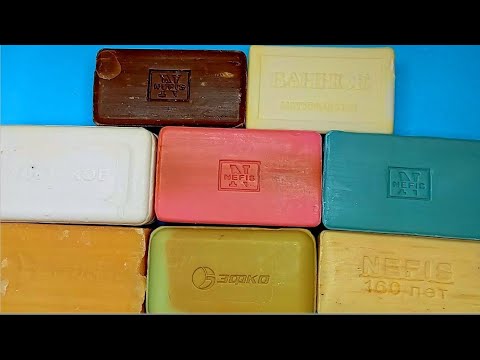 Видео: ASMR cutting soap💛🩵🩷🤎🧡 carving soap/резка сухого мыла