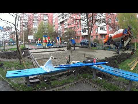 Видео: черновая бетонная стяжка по грунту " под резиновую крошку" подготовка основания как залить бетон?