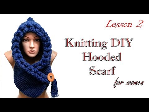 Видео: Шарф капюшон косичками МК 2/DIY Scarf