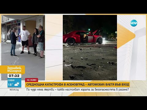 Видео: Катастрофа в Асеновград: Кола се вряза във вход на блок - Здравей, България (09.09.2025)