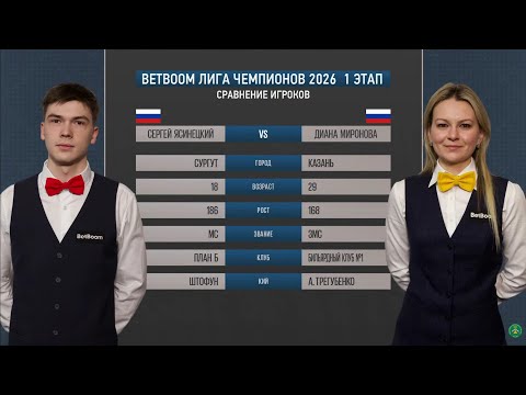 Видео: "BetBoom" Лига чемпионов 2026 1 этап Ясинецкий Сергей (RUS) -  Миронова Диана (RUS) Св.пирамида.