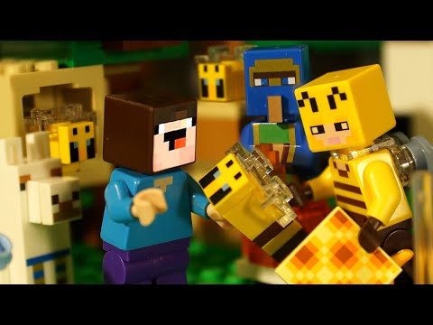Видео: Лего Майнкрафт 2021 Пчёлы, Торговец и LEGO НУБик Minecraft - Анимация