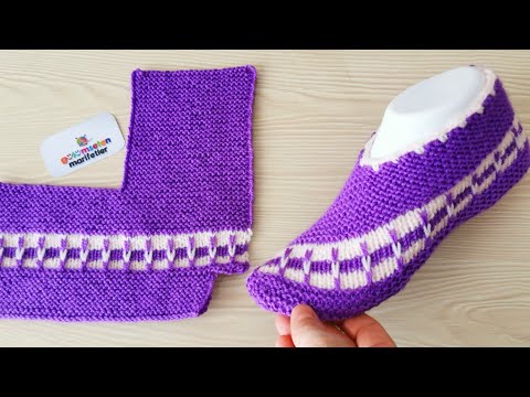 Видео: Новый дизайн вязания женских пинеток носков - рисунок вязания