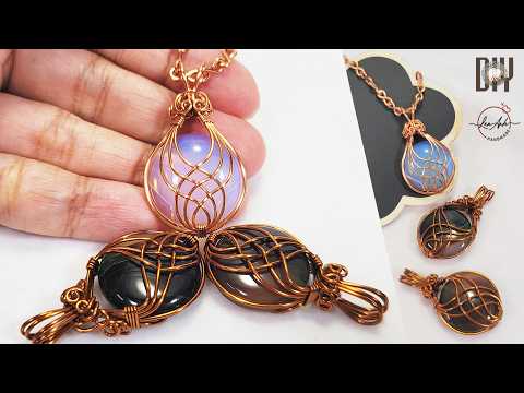 Видео: Как обернуть большой камень без отверстий | Подвеска из перекрещенной проволоки 1056