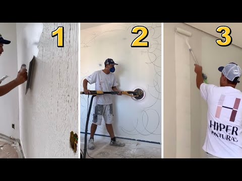 Видео: Полный процесс покраски стен и потолка | Применение шпаклевки | Шлифование | чернила