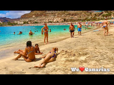 Видео: Гран-Канария Плайя-де-Амадорес Летняя прогулка по пляжу 2021 | We❤️Canarias