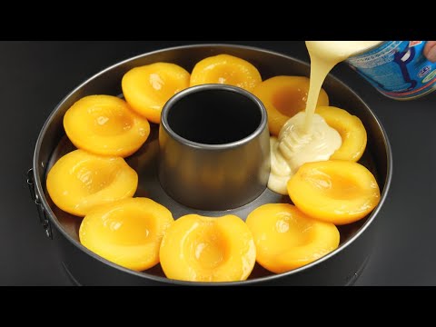 Видео: Взбейте сгущенное молоко с персиками! Лучший рождественский десерт за 5 минут! Выпекать не требуется