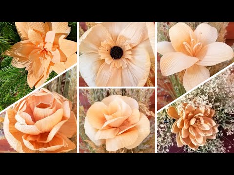 Видео: 8 Craft from corn husk/ 8 вариантов цветов из листьев початков кукурузы.Мастер класс.