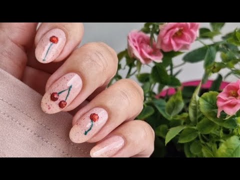 Видео: Вишнёвый принт на ногтях 🍒 Masura Персидский цикламен 