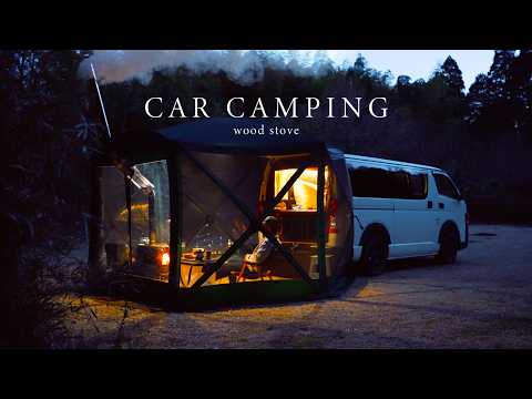 Видео: Зимний одиночный кемпинг с печью в машине | Тайная база | Hiace | ASMR