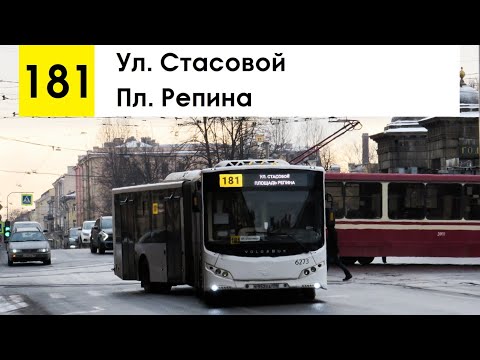 Видео: Автобус 181 "Пл. Репина - ул. Стасовой"