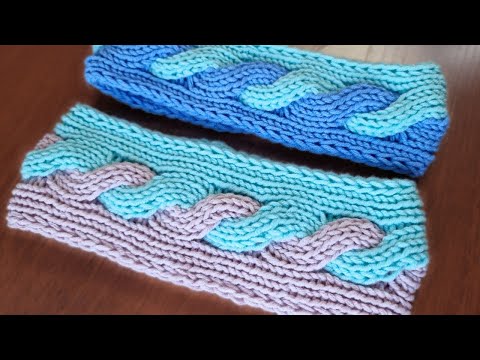 Видео: Какова красота 😍 Повязка на голову спицами 🌈Двухцветная Коса🌈