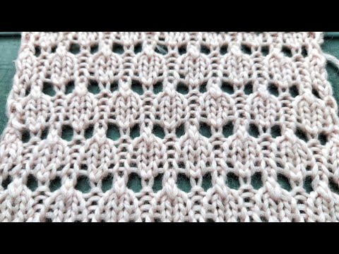 Видео: Аккуратный ажурный узор спицами 💥  Для вязания палантинов, джемперов