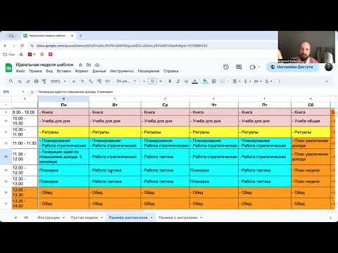 Видео: Шаблон расписания недели для эффективной и счастливой жизни
