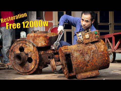 Видео: ПОЛНОЕ ВИДЕО ВОССТАНОВЛЕНИЯ. Ремонт дизельного двигателя генератора 12000Вт