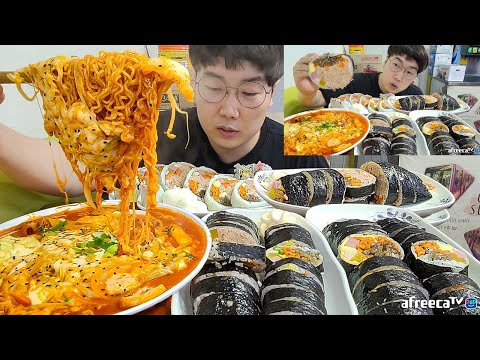 Видео: Кимпаб с мега тунцом..70% тунца в начинке!!Кимпаб с тунцом и рапокки с сыром