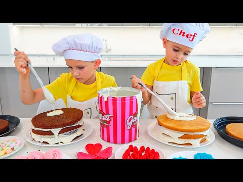 Видео: Влад и Ники Готовят и играют с мамой - Веселые истории для детей