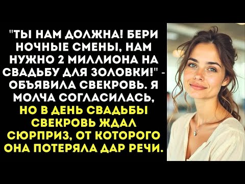 Видео: ＂Ты будешь работать на трёх работах, чтобы оплатить свадьбу моей дочери!＂ — потребовала свекровь.