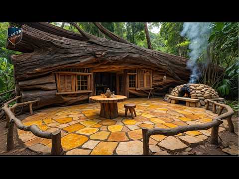 Видео: Нереальное строительство: полностью меблированный дом, спрятанный в гигантском полом бревне