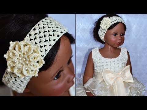 Видео: Ажурная повязка на голову крючком. Новый красивый узор. Crochet headband