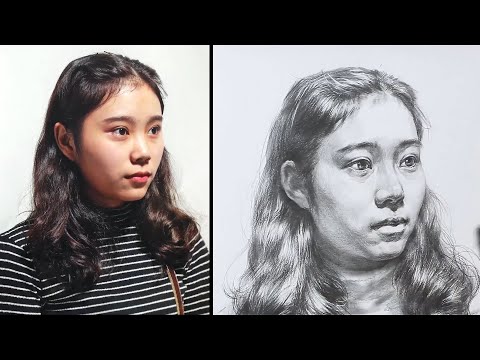 Видео: Рисуем реалистичный портрет графитовыми и угольными карандашами