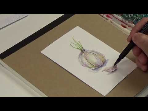 Видео: Как нарисовать чеснок акварельными красками