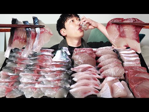 Видео: Сырая рыба Желтохвост, Сашими из скумбрии MUKBANG REALSOUND ASMR EATINGSHOW