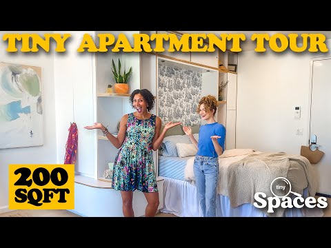 Видео: Внутри крошечной квартиры в Нью-Йорке за 1600 долларов в Бруклине | Tiny Spaces