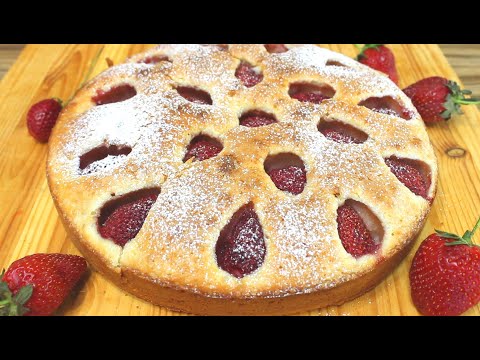 Видео: Пирог с клубникой. Рецепт теста на кефире.