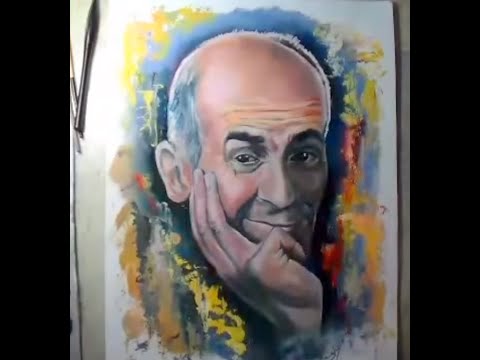 Видео: Как рисовать портрет .Как рисовать портрет маслом. Французский комик Луи де Фюнес.