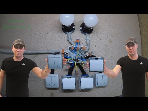 Видео: Схема подключения  двухклавишного проходного и перекрёстного переключателя с двух и более мест.