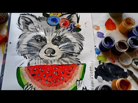 Видео: Правополушарное рисование. Как нарисовать енота.