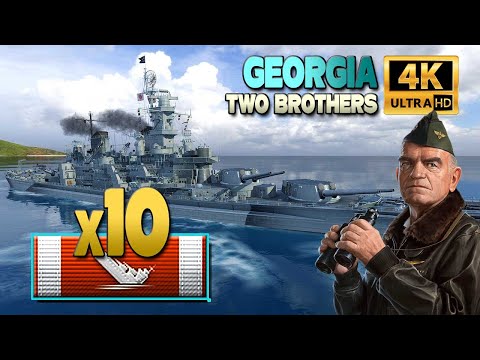 Видео: Линкор Грузия: уничтожено 10 кораблей - World of Warships