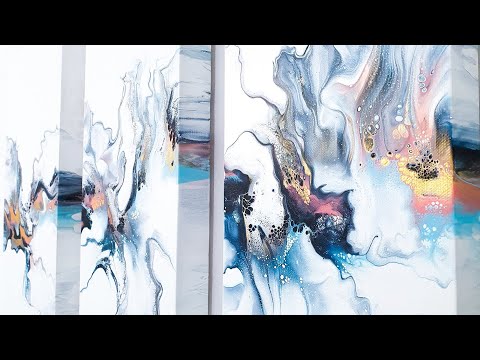 Видео: Акрил Заливка - ДОЛЖЕН ВИДЕТЬ - Триптих Жидкость Акрил Картина