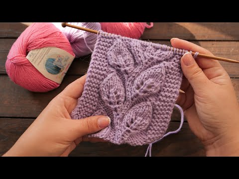 Видео: Узор «Лоза из листьев» спицами 🌿 «Vine leaves» knitting pattern