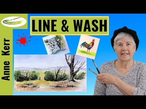 Видео: LINE & WASH, руководство для начинающих. (Материалы и техники для начинающих). Автор: Энн Керр