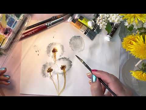 Видео: Одуванчики. Акварель. Рисовать легко.