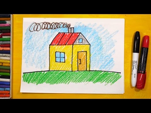 Видео: Как рисовать Дом. Урок рисования для детей от 3 лет | Раскраска для детей