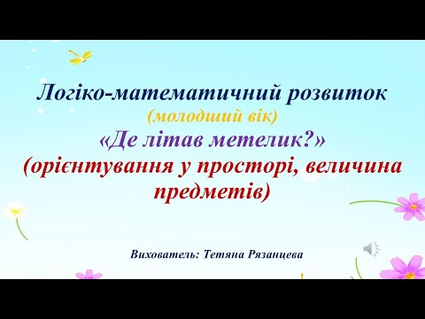 Видео: Логіко-математичний розвиток (молодший вік) «Де літав метелик?» (орієнтування у просторі)